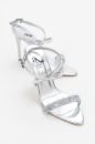 Mirella Taşlı İnce Topuk 10 Cm Gümüş Topuklu Ayakkabı