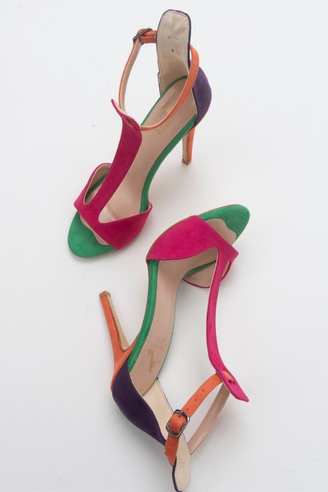 More İnce Topuk 10 Cm Renkli Topuklu Ayakkabı resmi
