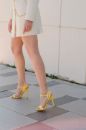 Guaraci İnce Topuk 10 Cm Sarı Mat Topuklu Ayakkabı