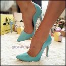 Kalp İnce Topuk 10 Cm Bebek Mavi Stiletto