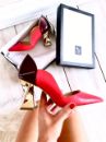 Golden Towers Kalın Topuk 8 Cm Kırmızı Bordo Stiletto