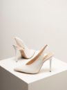 Lachesis İnce Topuk 10 Cm Beyaz Mat Stiletto