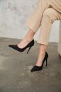 Nadja İnce Topuk 10 Cm Siyah Süet Stiletto