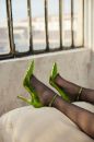 Shane Bilekten Bantlı İnce Topuk 10 Cm Yeşil Yılan Desenli Stiletto