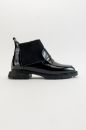 Noble Lastik Detaylı Kalın Topuk 3 Cm Siyah Rugan Loafer