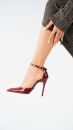 Lorna Bilekten Bantlı İnce Topuk 10 Cm Cherry Stiletto