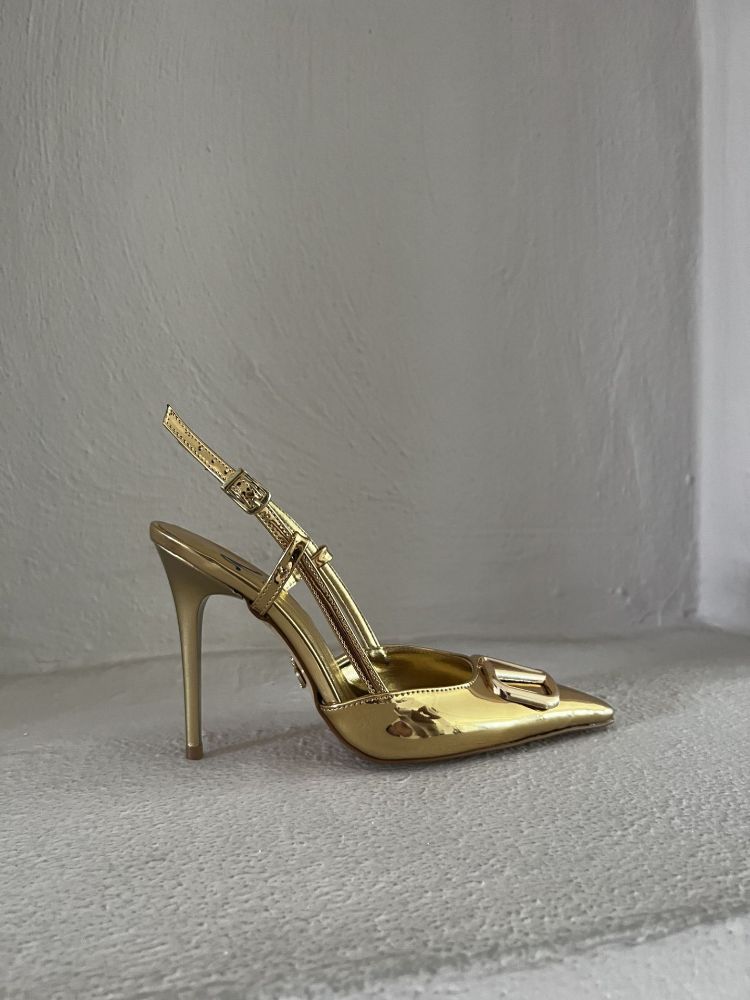 Liva V Detay İnce Topuk 10 Cm Gold Stiletto resmi