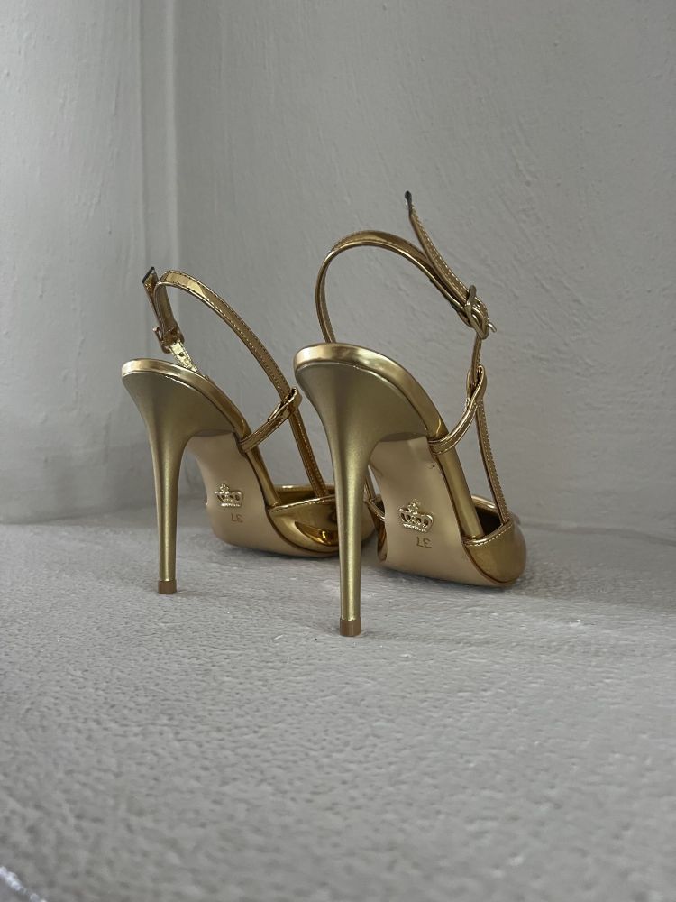 Liva V Detay İnce Topuk 10 Cm Gold Stiletto resmi