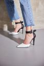 153 02 Walk İnce Topuk 10 Cm Siyah Beyaz Stiletto