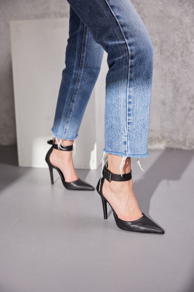 153 02 Walk İnce Topuk 10 Cm Siyah Mat Stiletto resmi