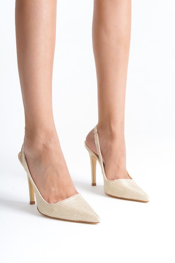 3502 İnce Topuk 10 Cm Ten Simli Stiletto resmi