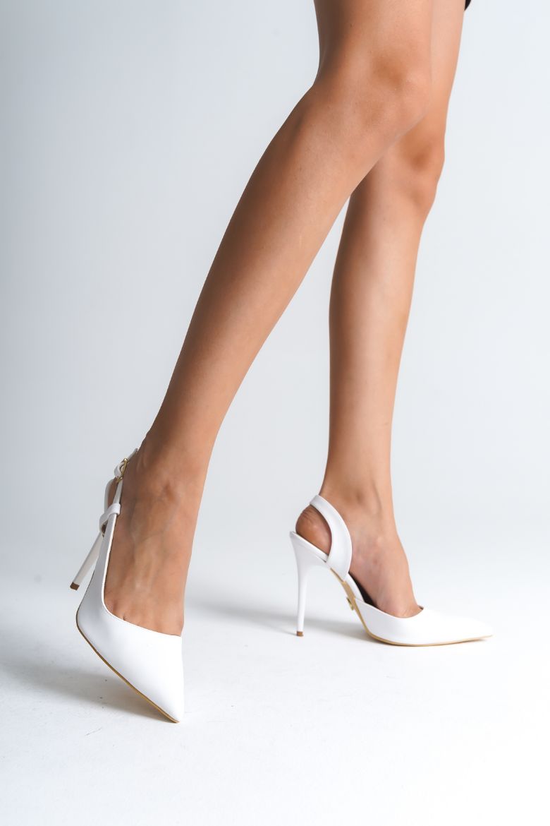 3529 İnce Topuk 10 Cm Beyaz Mat Stiletto resmi
