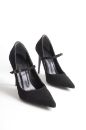 3568 İnce Topuk 10 Cm Siyah Süet Stiletto
