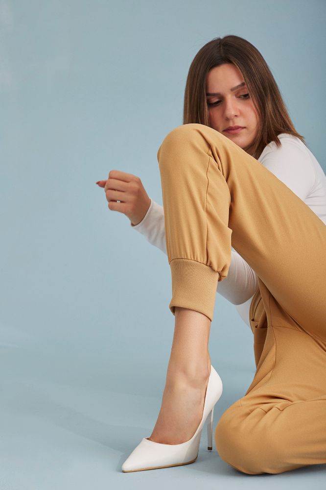 Nadja İnce Topuk 10 Cm Beyaz Mat Stiletto resmi