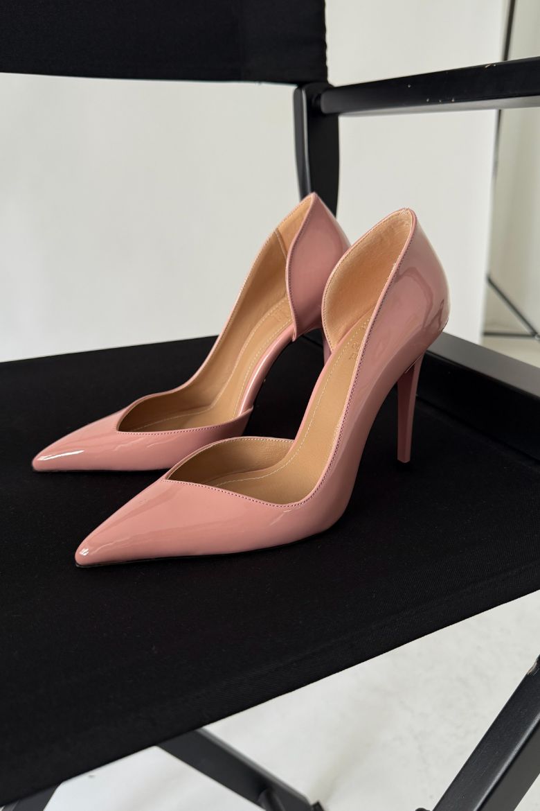 Swag İnce Topuk 10 Cm Pudra Rugan Stiletto resmi