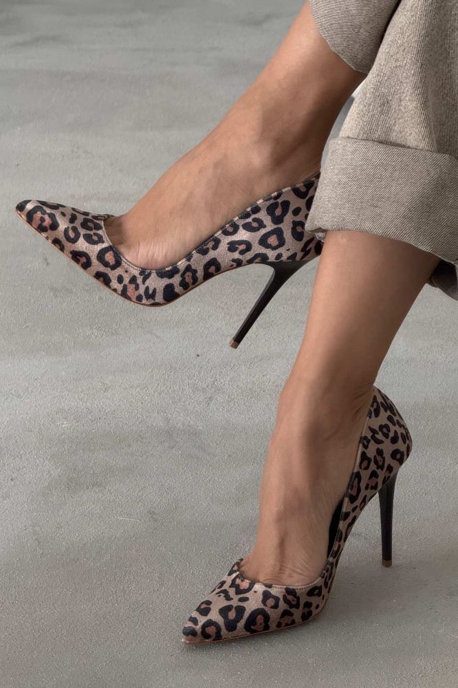 Nadja İnce Topuk 10 Cm Leopar Stiletto resmi