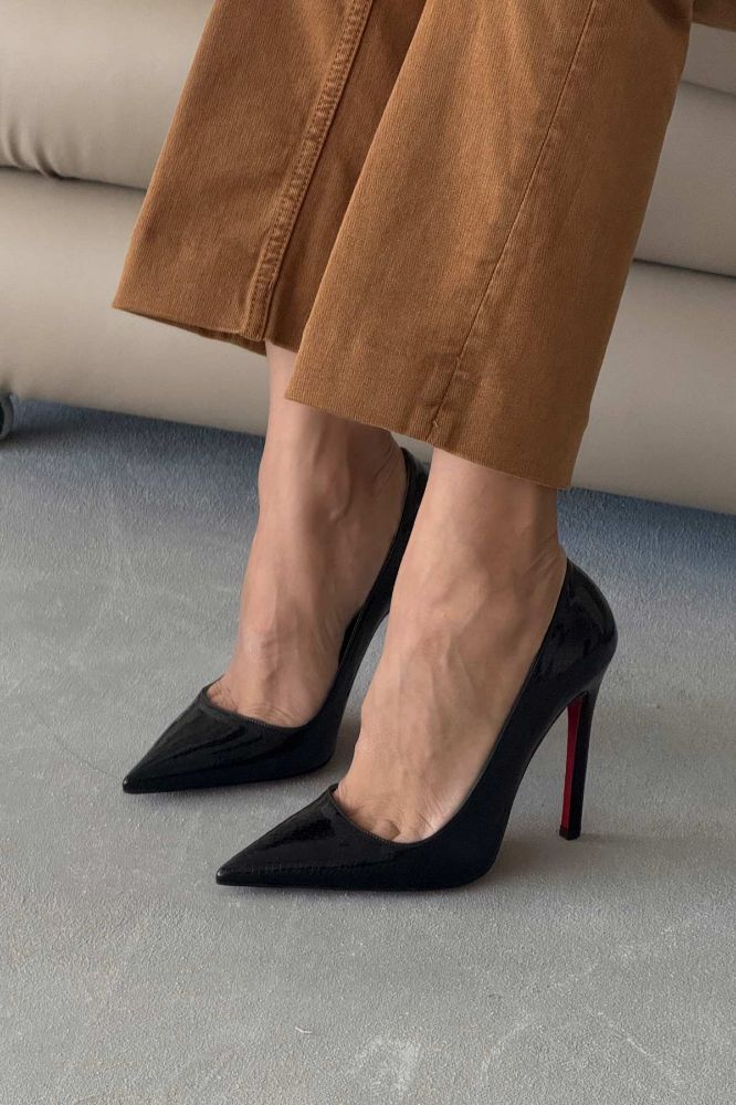Fia İnce Topuk 12 Cm Siyah Yılan Desenli Stiletto resmi