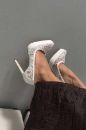 Riet İnce Topuk 13 Cm Beyaz Dantelli Platform