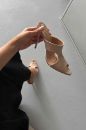 Trey İnce Topuk 10 Cm Ten Mat Terlik