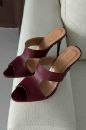 Trey İnce Topuk 10 Cm Bordo Mat Terlik