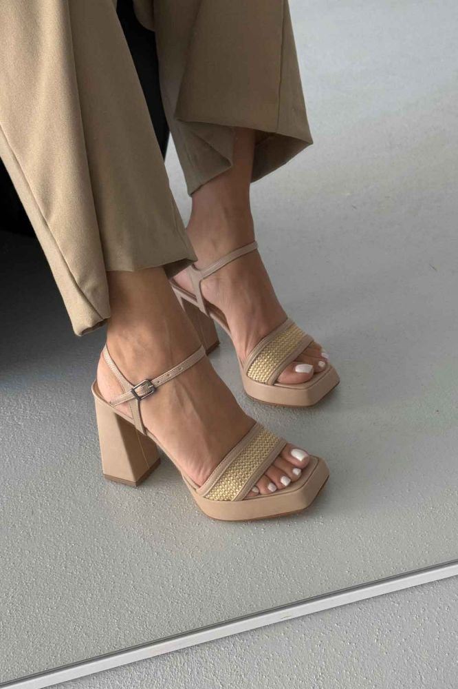 Birch Kalın Topuk 11 Cm Hasır Bej Platform resmi
