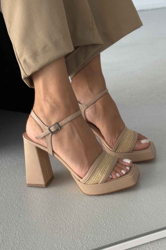 Birch Kalın Topuk 11 Cm Hasır Bej Platform resmi