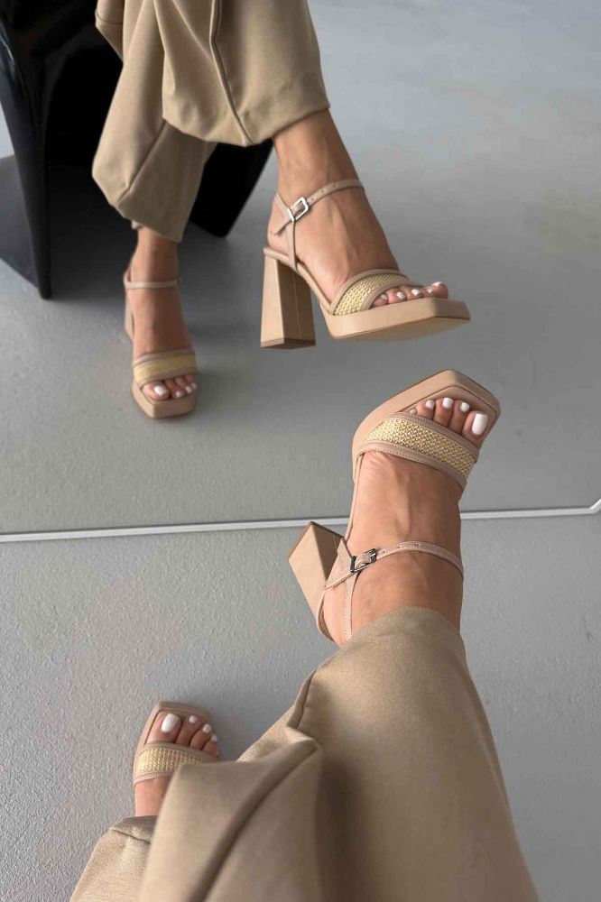 Birch Kalın Topuk 11 Cm Hasır Bej Platform resmi