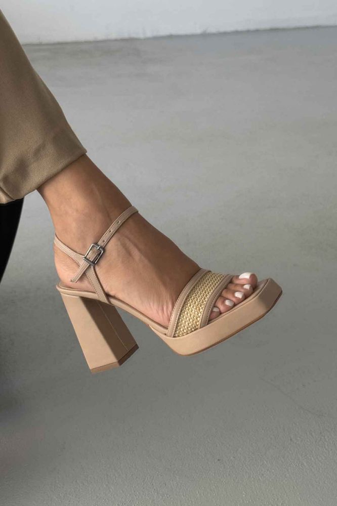 Birch Kalın Topuk 11 Cm Hasır Bej Platform resmi