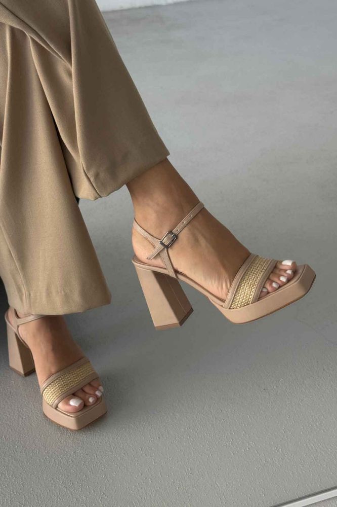 Birch Kalın Topuk 11 Cm Hasır Bej Platform resmi