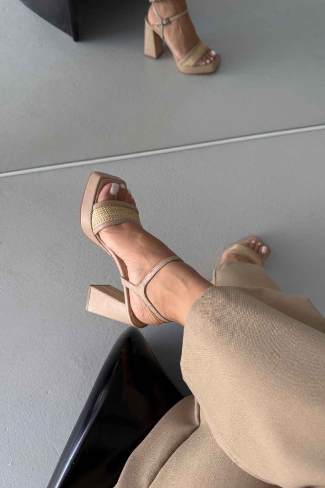 Birch Kalın Topuk 11 Cm Hasır Bej Platform resmi