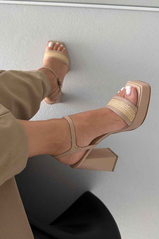 Birch Kalın Topuk 11 Cm Hasır Bej Platform resmi