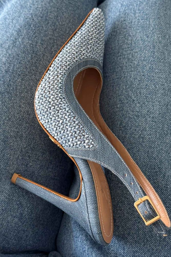 Echo İnce Topuk 10 Cm Kot Hasır Stiletto resmi
