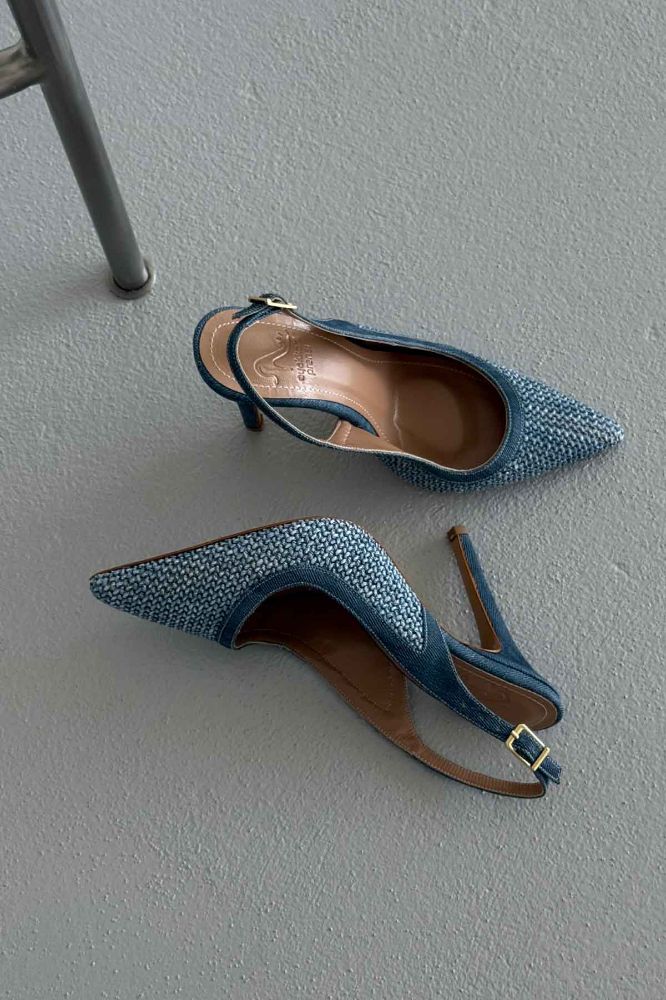 Echo İnce Topuk 10 Cm Kot Hasır Stiletto resmi