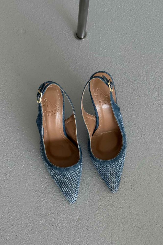 Echo İnce Topuk 10 Cm Kot Hasır Stiletto resmi