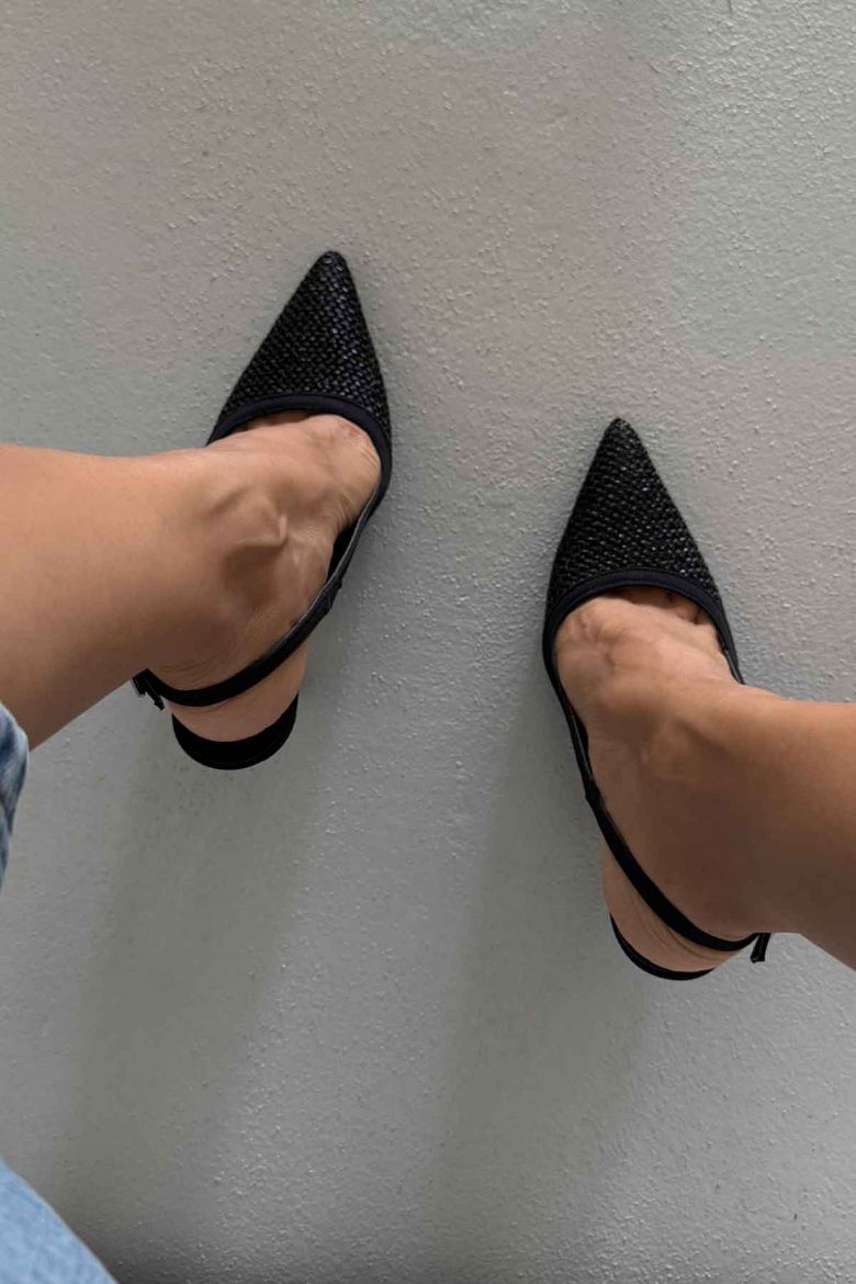 Echo İnce Topuk 10 Cm Siyah Hasır Stiletto resmi