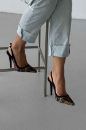 Echo İnce Topuk 10 Cm Siyah Renkli Desenli Stiletto