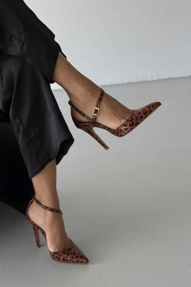Jayden İnce Topuk 10 Cm Leopar Stiletto resmi