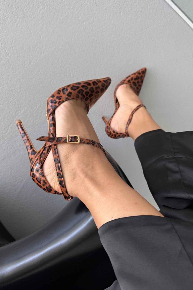Jayden İnce Topuk 10 Cm Leopar Stiletto resmi