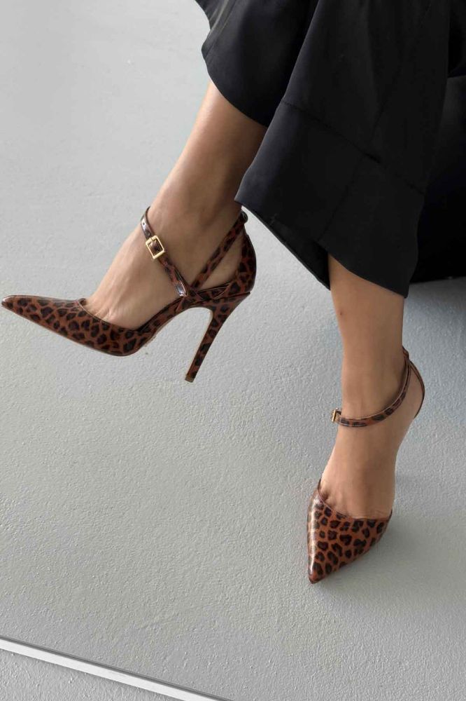 Jayden İnce Topuk 10 Cm Leopar Stiletto resmi