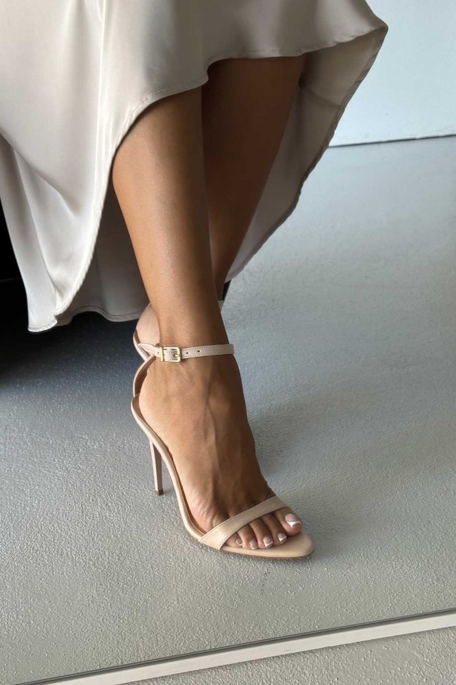 Olivia  İNCE TOPUK 10 CM TEN MAT STİLETTO resmi