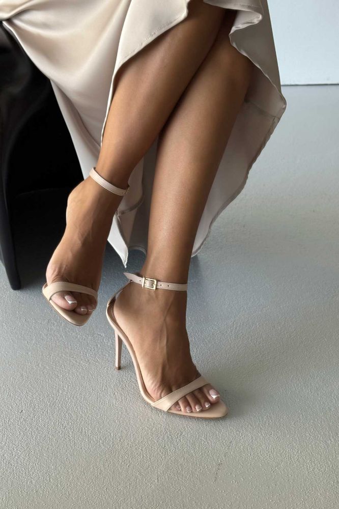 Olivia  İNCE TOPUK 10 CM TEN MAT STİLETTO resmi