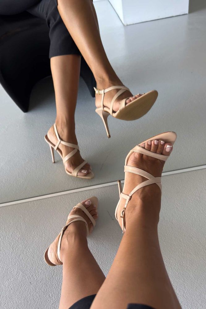 Bella İnce Topuk 10 Cm Ten Mat Stiletto resmi