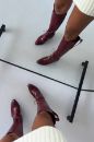Janica Bağcık Ve Toka Detaylı Kalın Topuk 3 Cm Bordo Mat Çizme