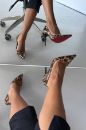 Swag İnce Topuk 10 Cm Leopar Rugan Stiletto