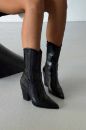 Cecilia  KALIN TOPUK 9 CM SİYAH KROKO BOT