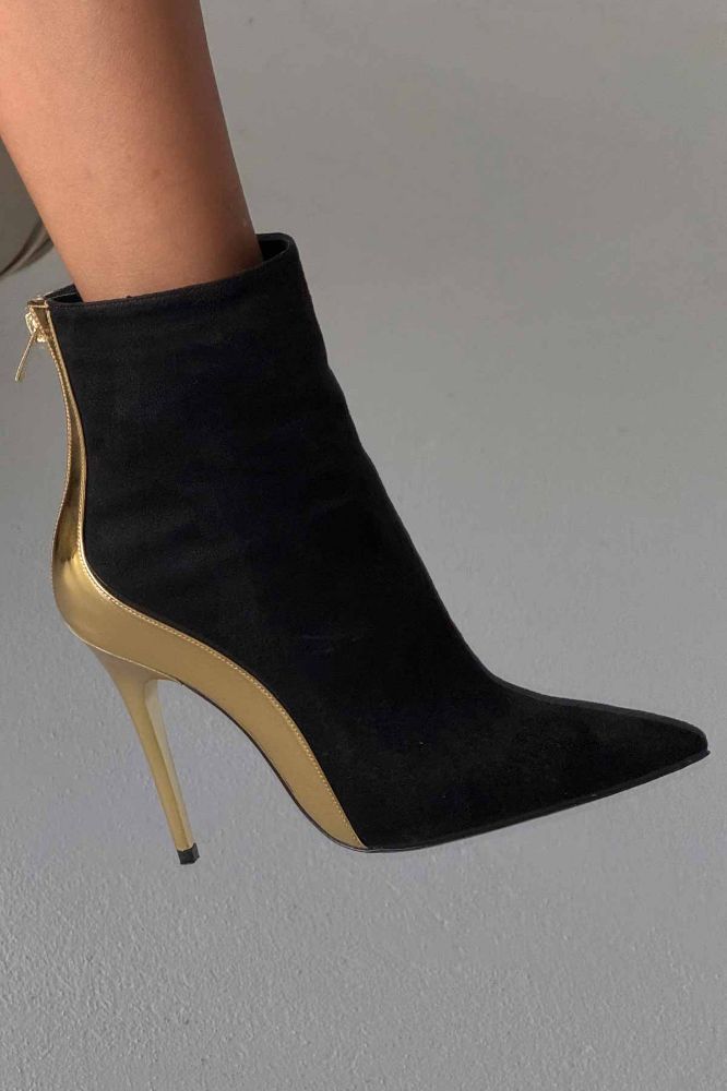 Hayes İnce Topuk 10 Cm Siyah Gold Bot resmi