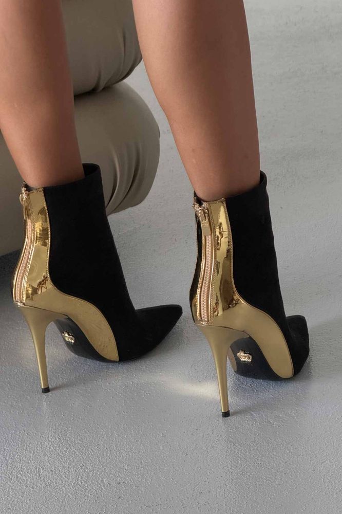 Hayes İnce Topuk 10 Cm Siyah Gold Bot resmi