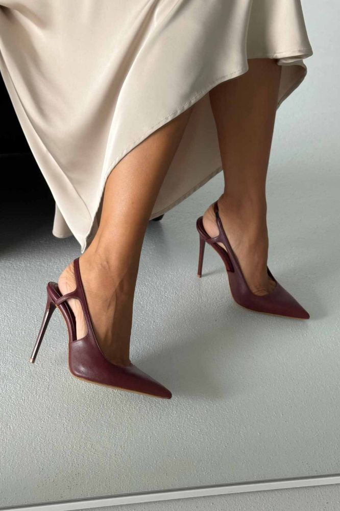 Kindra İnce Topuk 12 Cm Bordo Mat Stiletto resmi