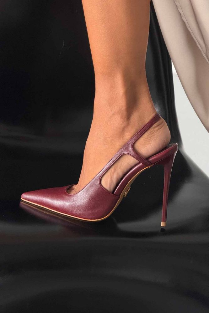Kindra İnce Topuk 12 Cm Bordo Mat Stiletto resmi