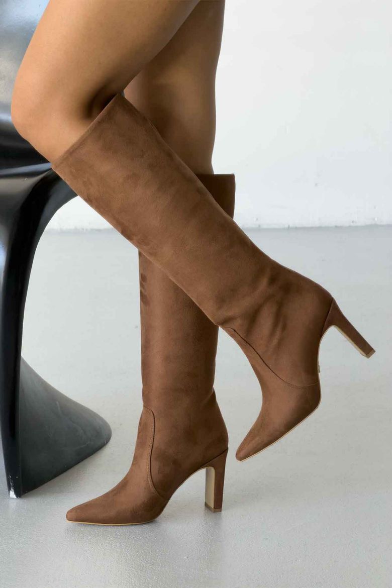 Cove Kalın Topuk 9 Cm Taba Süet Çizme resmi